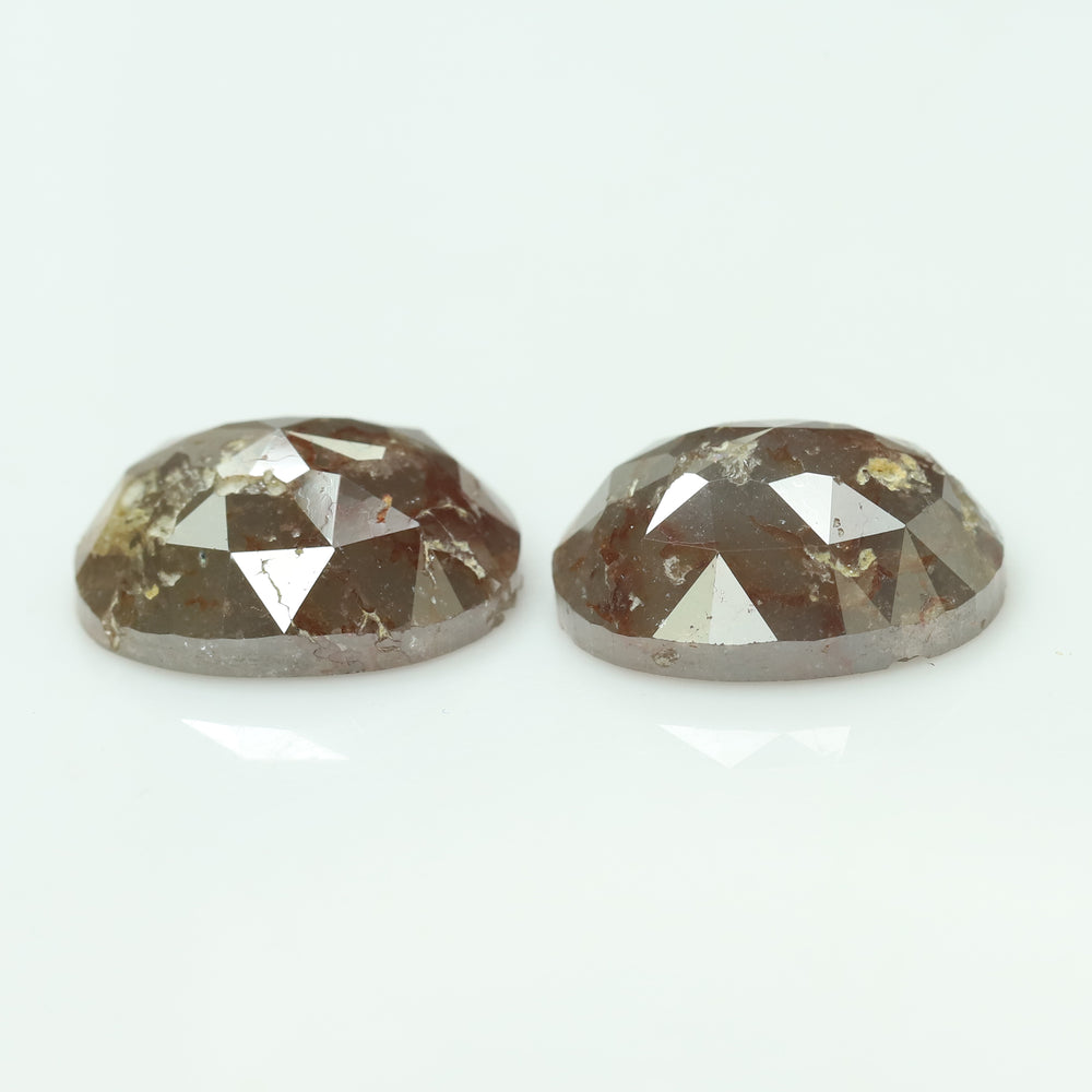 9.44  CT/2 PCS  Oval Shape Natural Diamond Brown Color I3 Clarity (11.74 MM)