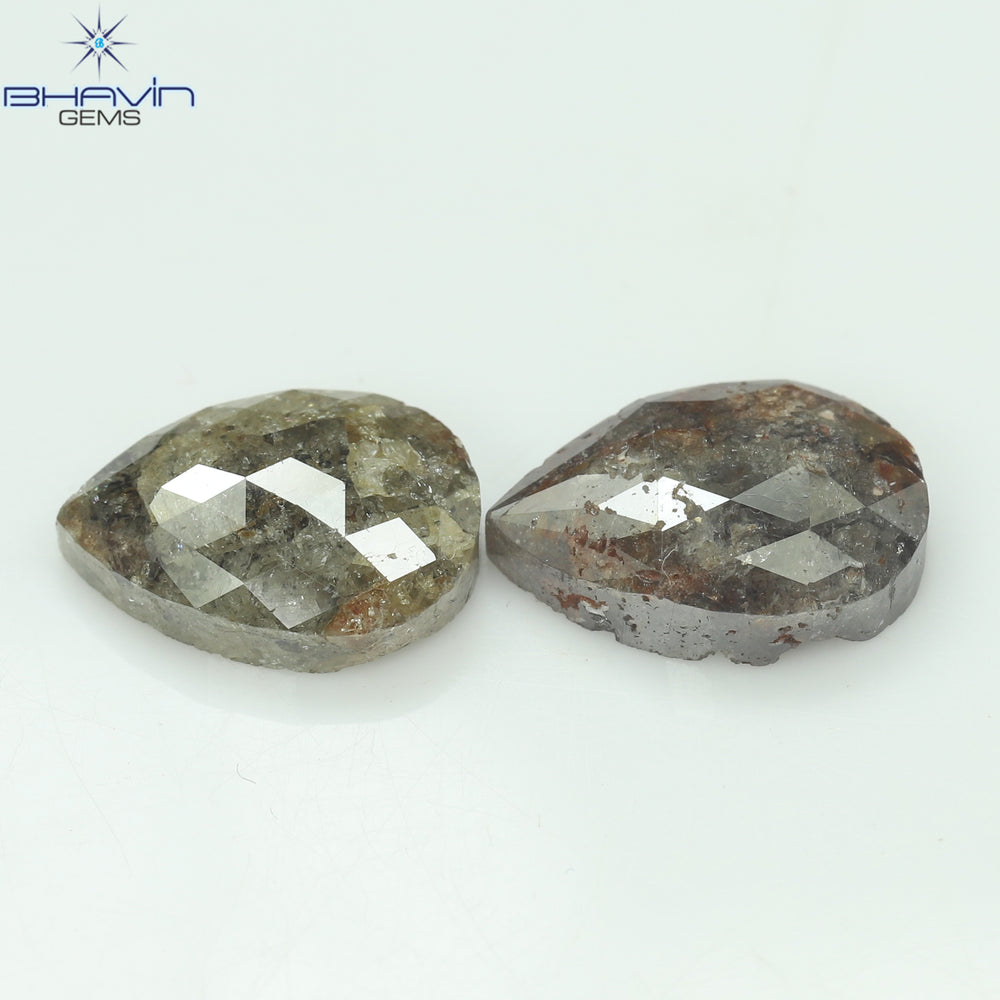 5.83 CT (2 PCS)  Pear  Shape Natural Diamond  Brown Color  I3 Clarity (11.29 MM)