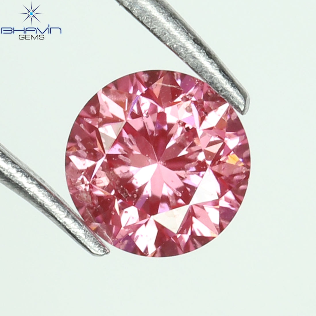 0.13 CT、ラウンド ダイヤモンド、ピンク色、SI1 クラリティ
