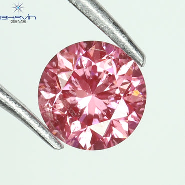 0.13 CT, Round Diamond, Pink Color, SI1 Clarity