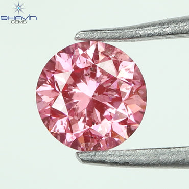 0.13 CT, Round Diamond, Pink Color, SI1 Clarity
