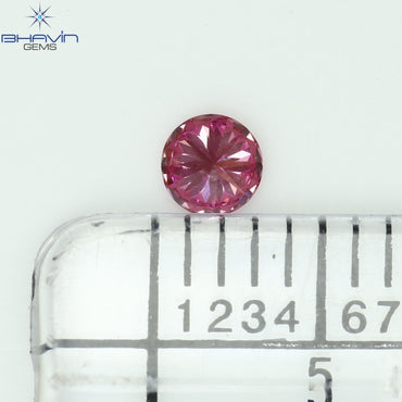 0.10 CT、ラウンド ダイヤモンド、ピンク色、VVS1 クラリティ