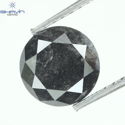 1.70 CT, Round Shape Natural Loose Diamond Black ,Clarity I3(7.40 MM)