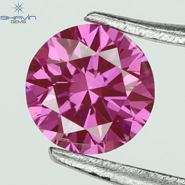 0.09 CT, Round Diamond, Pink Color, VVS1 Clarity