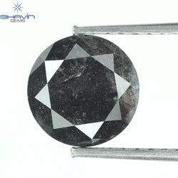 1.70 CT, Round Shape Natural Loose Diamond Black ,Clarity I3(7.40 MM)