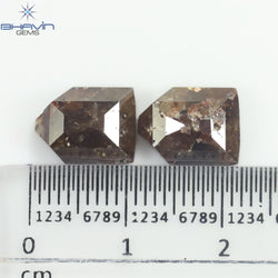 5.72 CT (2 個) 幾何学的形状 天然ダイヤモンド ブラウン色 I3 クラリティ (10.63 MM)