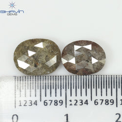 4.13 CT (2 Pcs) Oval Shape Natural Diamond  Brown Color I3 Clarity (9.47 MM)