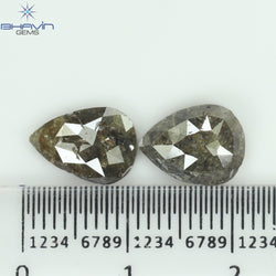 4.50 CT (2 Pcs) Pear Shape Natural Diamond  Brown Color  I3 Clarity (10.29 MM)