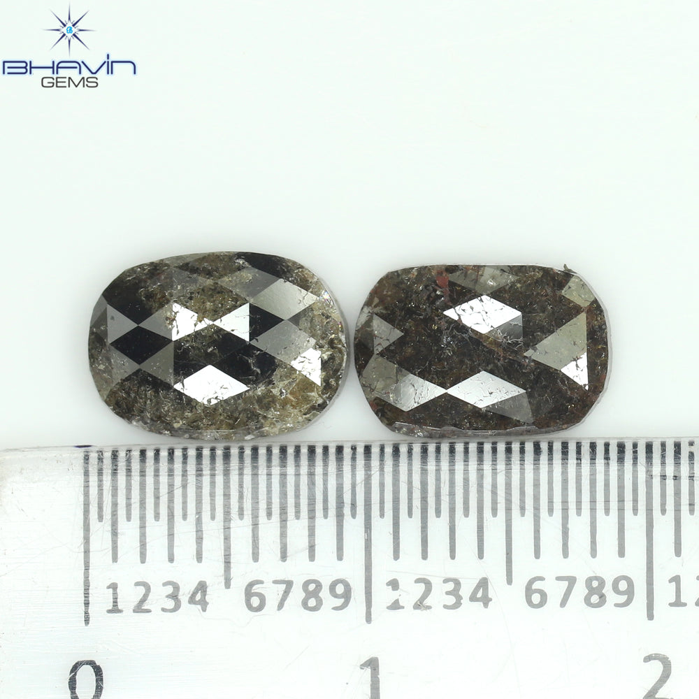 2.89 CT (2 Pcs) Oval Shape Natural Diamond  Brown Color  I3 Clarity (9.33 MM)