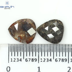 4.06 CT (2 個) ペアシェイプ ナチュラル ダイヤモンド ブラウン カラー I3 クラリティ (9.47 MM)