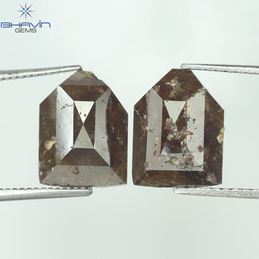 5.72 CT (2 Pcs) Geometric Shape Natural Diamond  Brown Color I3 Clarity (10.63 MM)