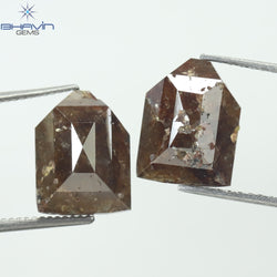 5.72 CT (2 個) 幾何学的形状 天然ダイヤモンド ブラウン色 I3 クラリティ (10.63 MM)
