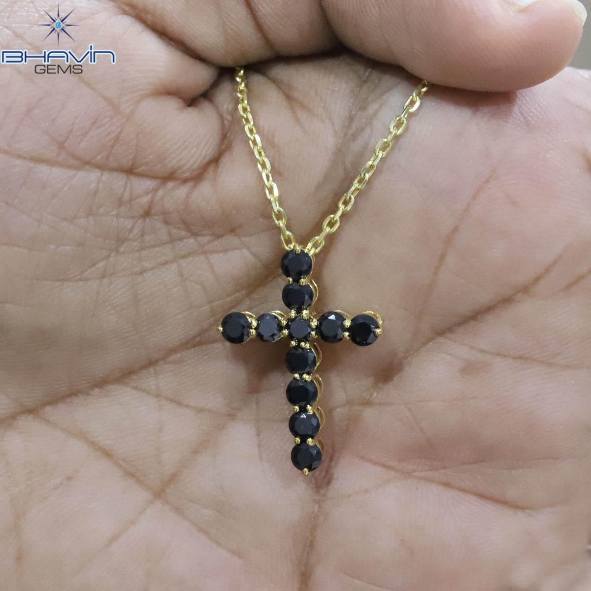 Diamond Pendant, Round Diamond, Black Diamond, Yellow Gold Pendant, Bridal Necklace, Pendant