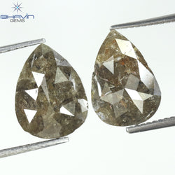 4.50 CT (2 個) ペアシェイプ ナチュラル ダイヤモンド ブラウン カラー I3 クラリティ (10.29 MM)