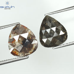 4.06 CT (2 Pcs) Pear Shape Natural Diamond  Brown Color  I3 Clarity (9.47 MM)