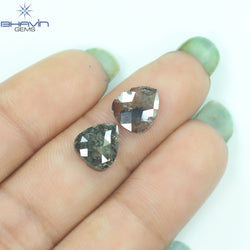 4.06 CT (2 Pcs) Pear Shape Natural Diamond  Brown Color  I3 Clarity (9.47 MM)