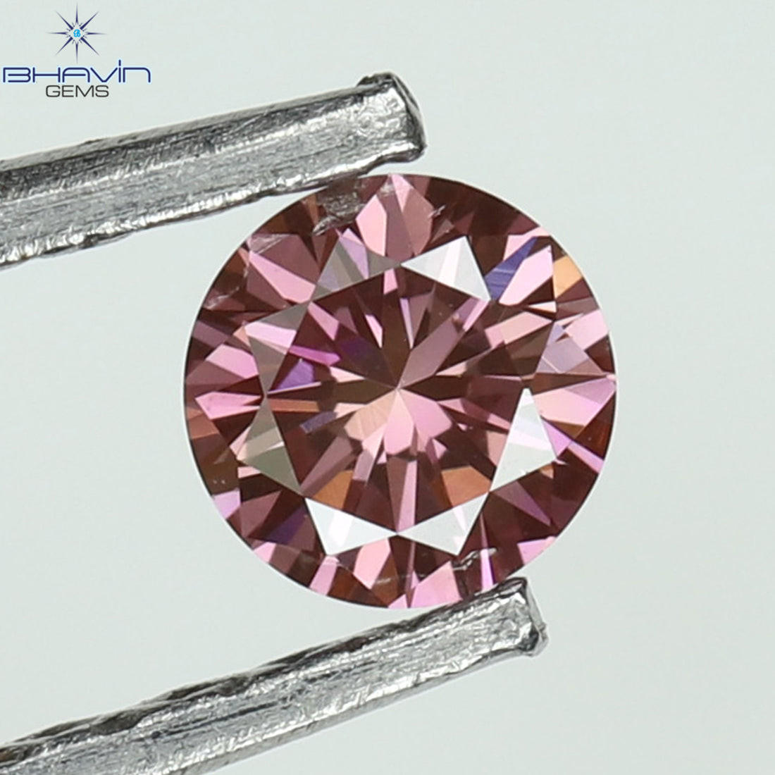 0.12 CT、ラウンド ダイヤモンド、ピンク色、VVS1 クラリティ