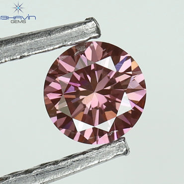 0.12 CT, Round Diamond, Pink Color,  VVS1 Clarity
