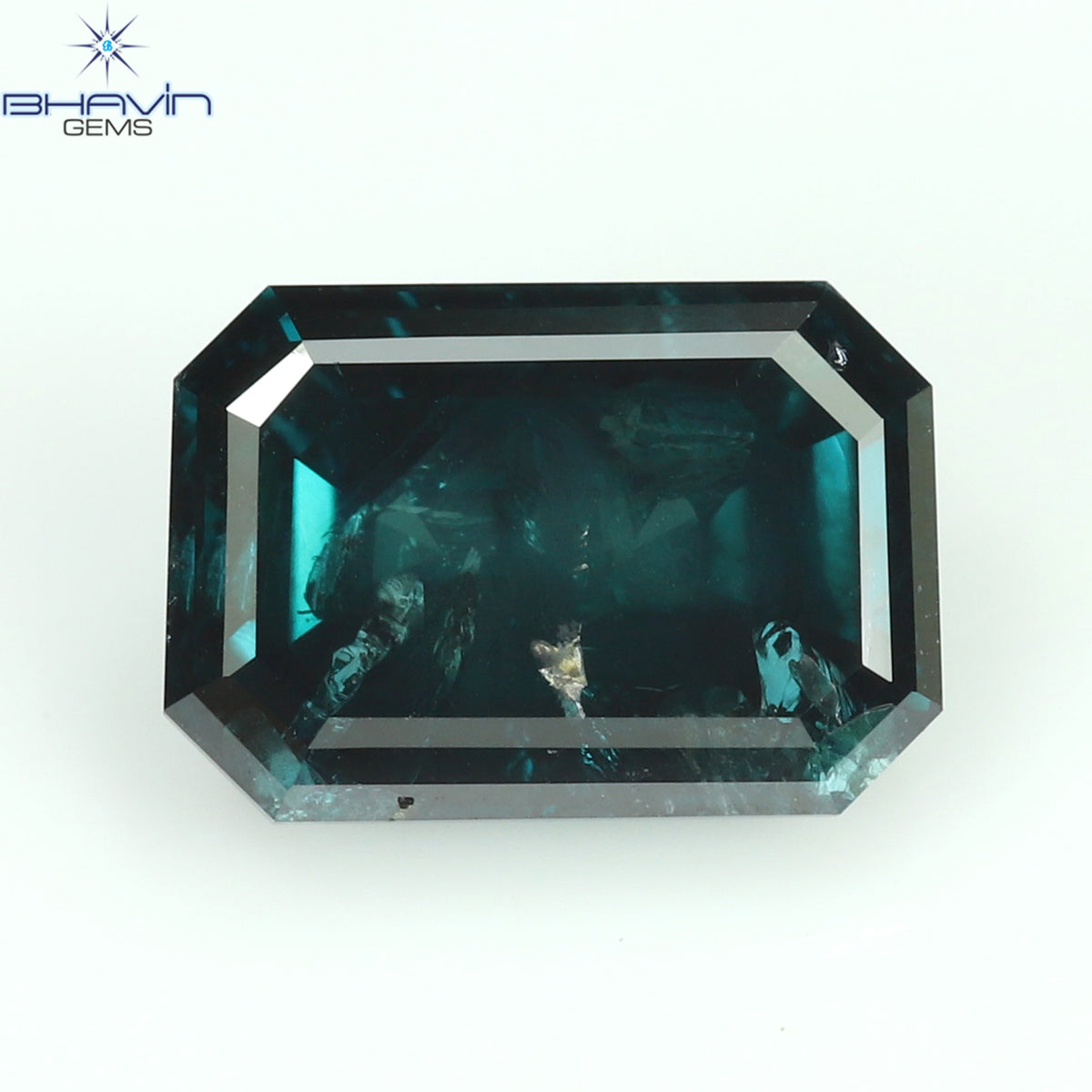 1.13 CT、エメラルド ダイヤモンド、ブルー ダイヤモンド、クラリティ I1