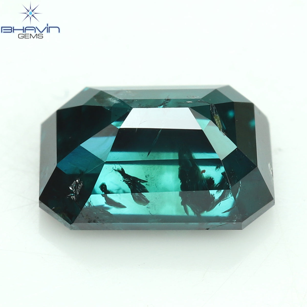 1.13 CT、エメラルド ダイヤモンド、ブルー ダイヤモンド、クラリティ I1