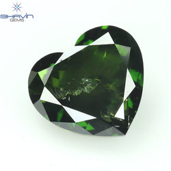 1.02 CT, Heart Diamond, Green Color, I1 Clarity