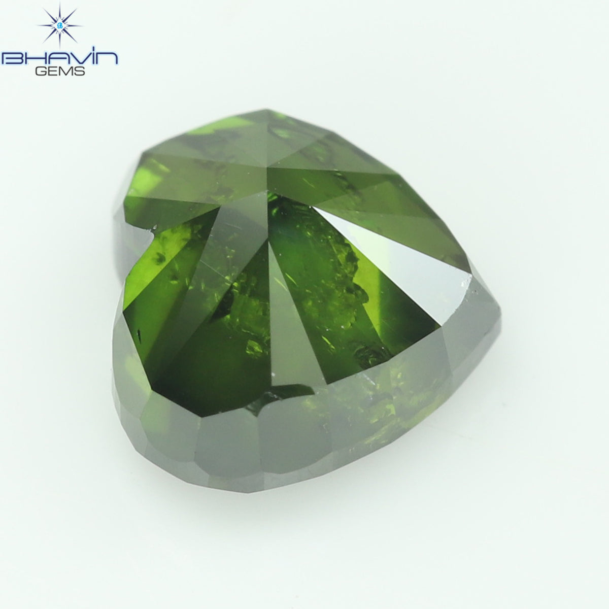 1.02 CT、ハート ダイヤモンド、グリーン カラー、I1 クラリティ