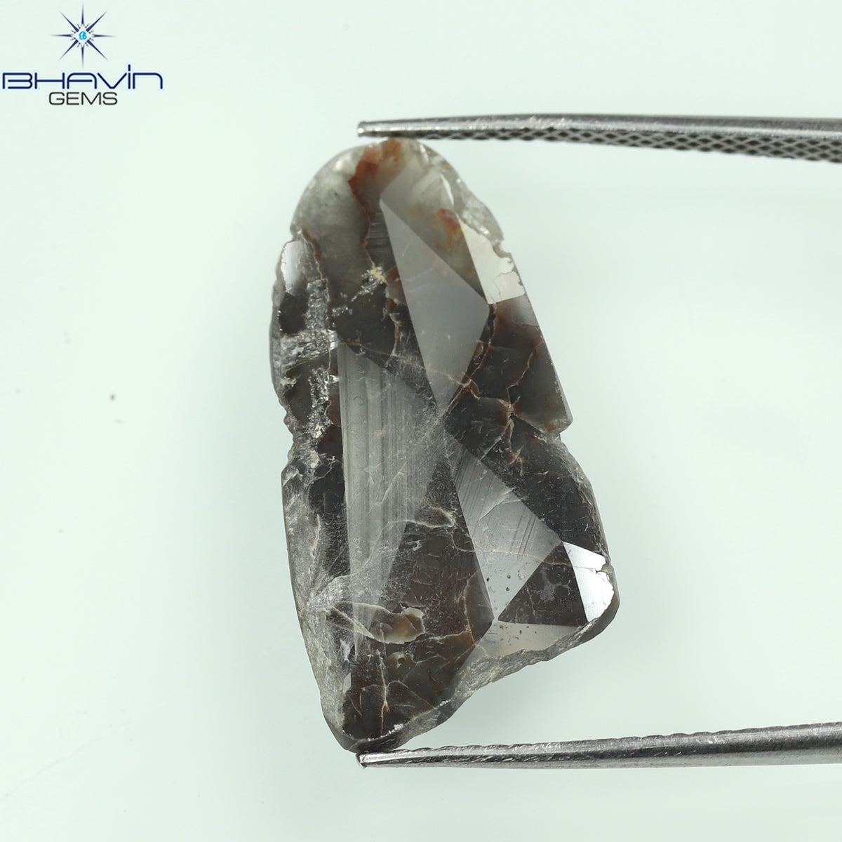 4.06 CT スライス シェイプ ナチュラル ダイヤモンド ブラウン グレー カラー I3 クラリティ (23.00 MM)