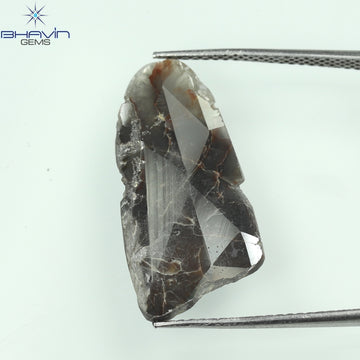 4.06 CT スライス シェイプ ナチュラル ダイヤモンド ブラウン グレー カラー I3 クラリティ (23.00 MM)