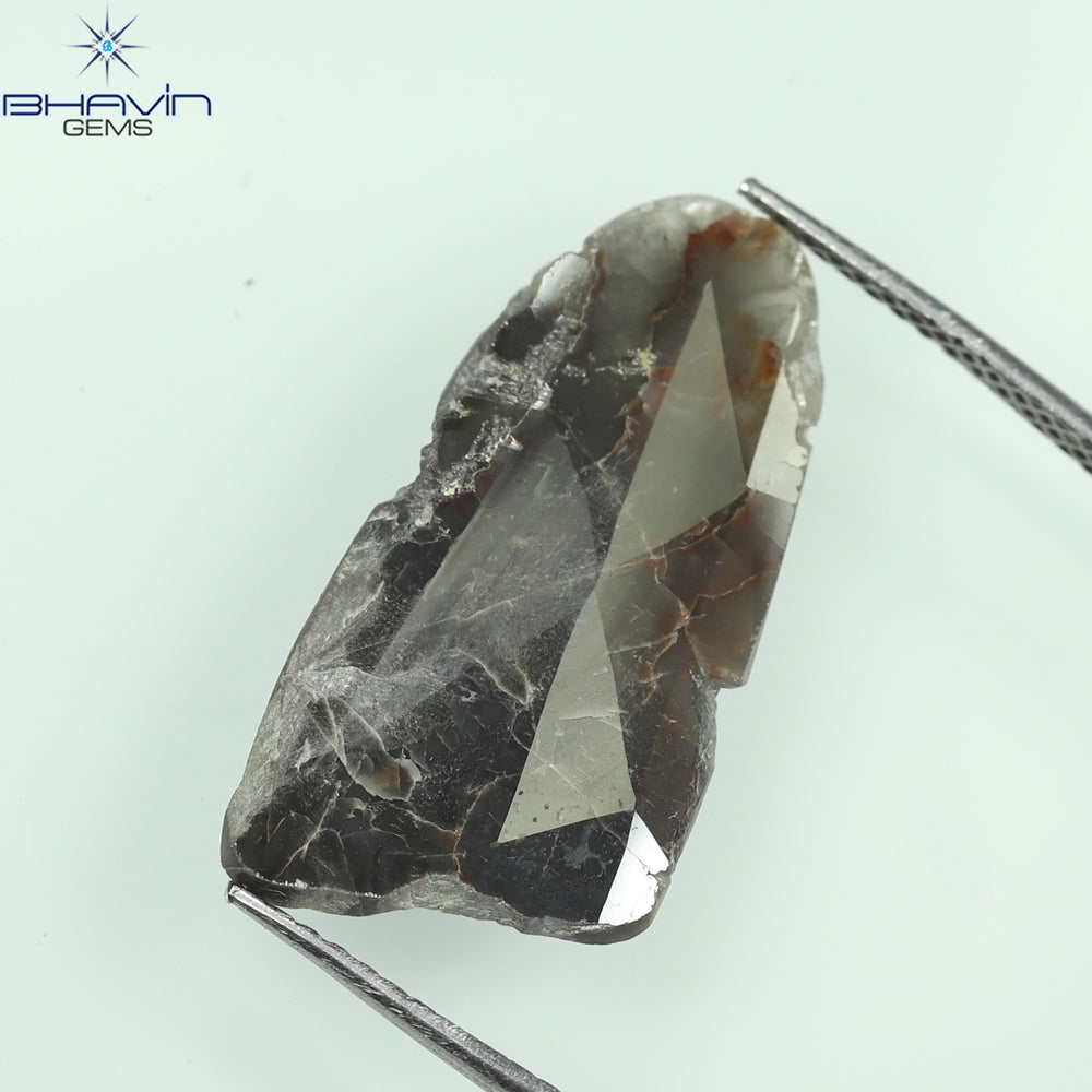 4.06 CT Slice Shape Natural Diamond Brown Gray Color I3 Clarity (23.00 MM)