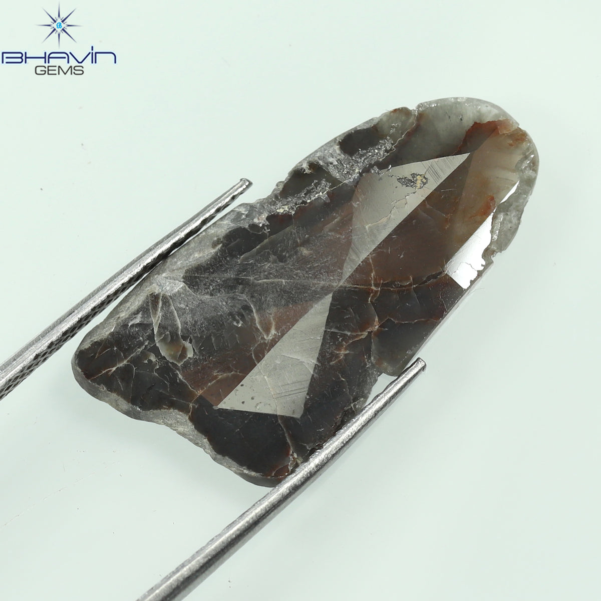 4.06 CT スライス シェイプ ナチュラル ダイヤモンド ブラウン グレー カラー I3 クラリティ (23.00 MM)