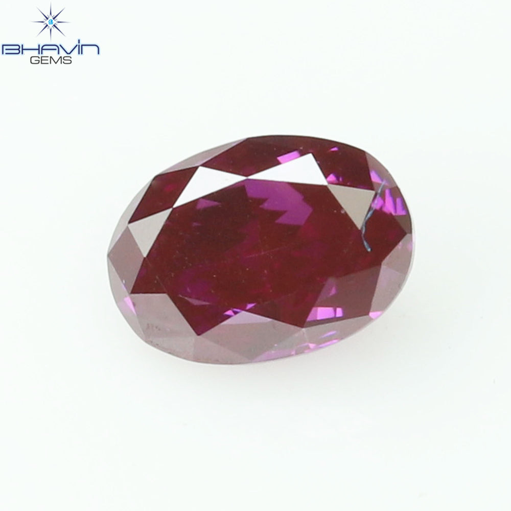 0.09 CT、オーバル ダイヤモンド、鮮やかなピンク色、VS1 クラリティ