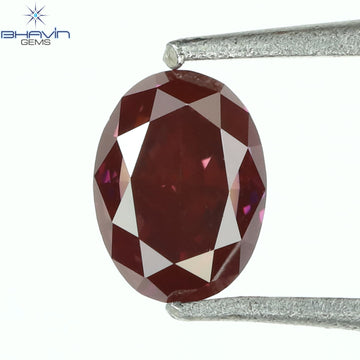 0.26 CT Oval Natural Diamond Enhanced Vivid Pink Color Clarity VS1 (4.15 MM)