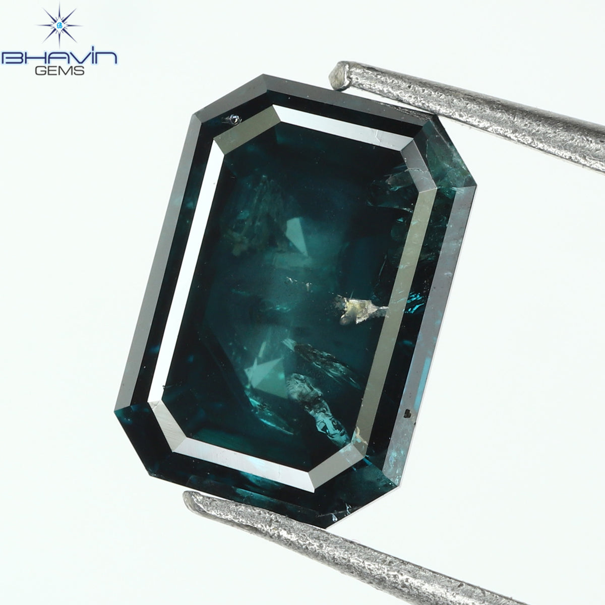 1.13 CT、エメラルド ダイヤモンド、ブルー ダイヤモンド、クラリティ I1