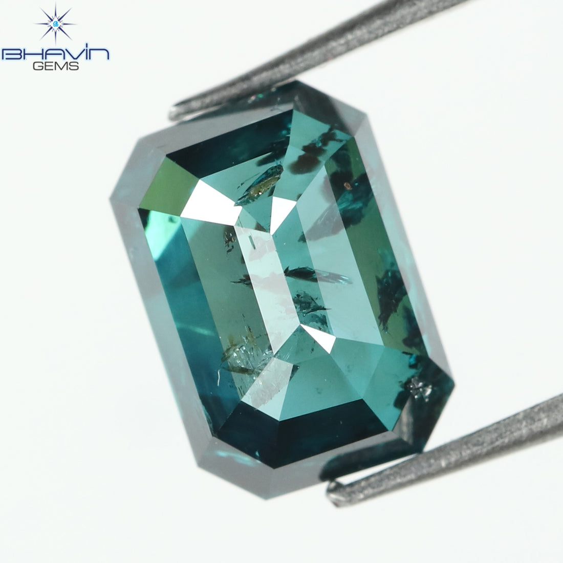 1.13 CT、エメラルド ダイヤモンド、ブルー ダイヤモンド、クラリティ I1