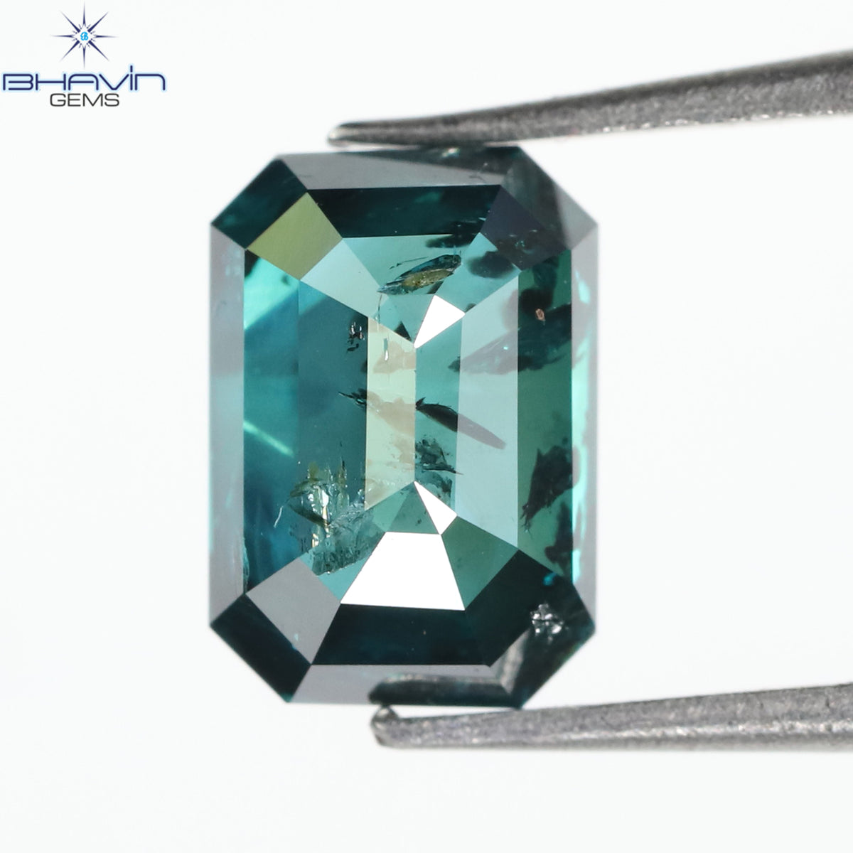 1.13 CT、エメラルド ダイヤモンド、ブルー ダイヤモンド、クラリティ I1
