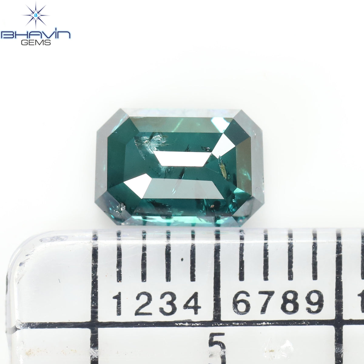 1.13 CT、エメラルド ダイヤモンド、ブルー ダイヤモンド、クラリティ I1