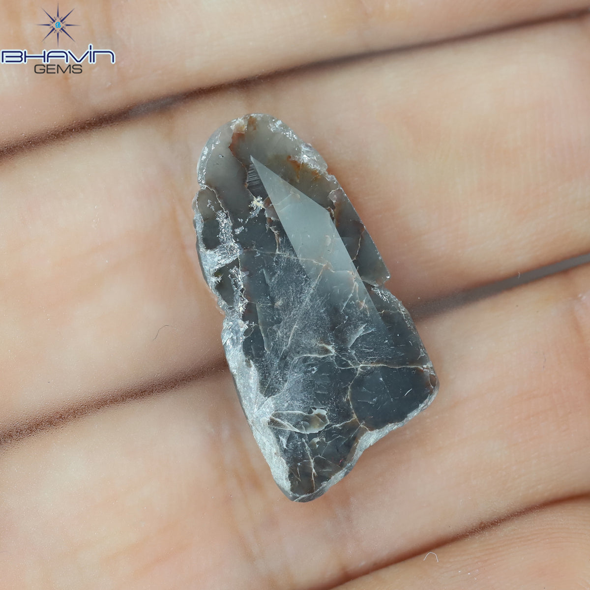 4.06 CT スライス シェイプ ナチュラル ダイヤモンド ブラウン グレー カラー I3 クラリティ (23.00 MM)