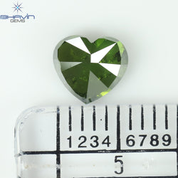 1.02 CT、ハート ダイヤモンド、グリーン カラー、I1 クラリティ