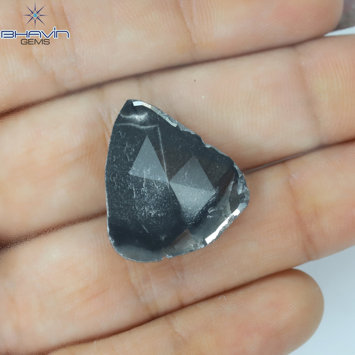 8.58 CT Natural Pear Slice Diamond Gray Color Clarity I3 (22.00 MM)