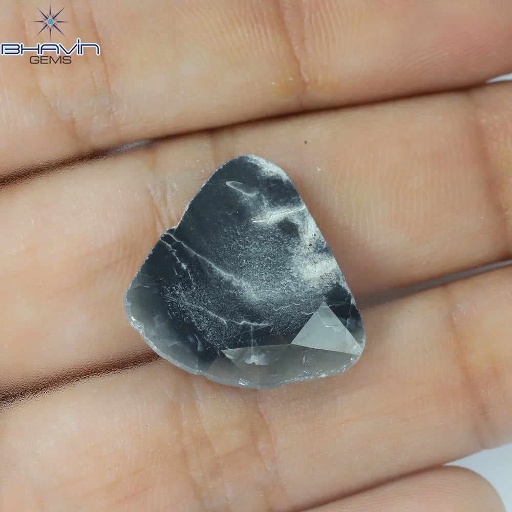 4.93 CT Slice Shape Natural Diamond Gray Color I3 Clarity (20.00 MM)
