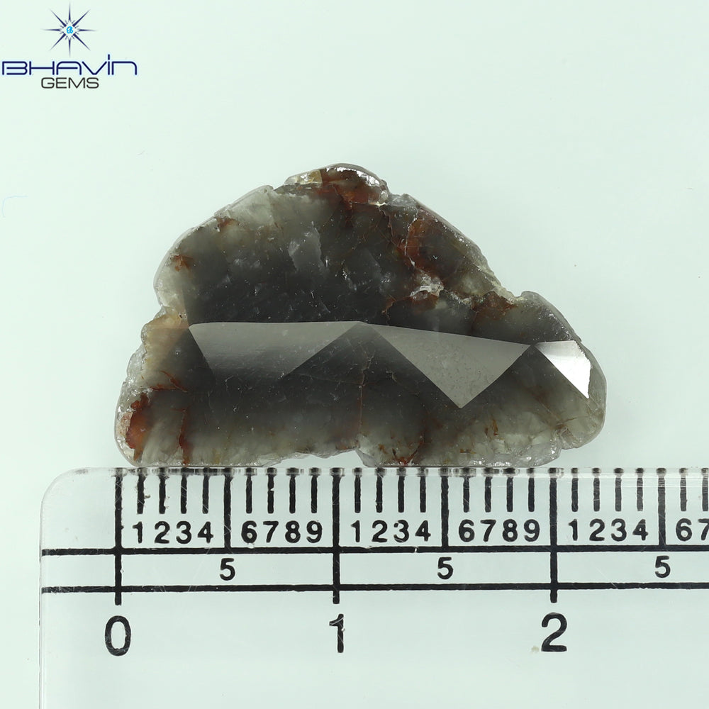 4.61 CT スライス シェイプ ナチュラル ダイヤモンド ブラウン グレー カラー I3 クラリティ (22.50 MM)