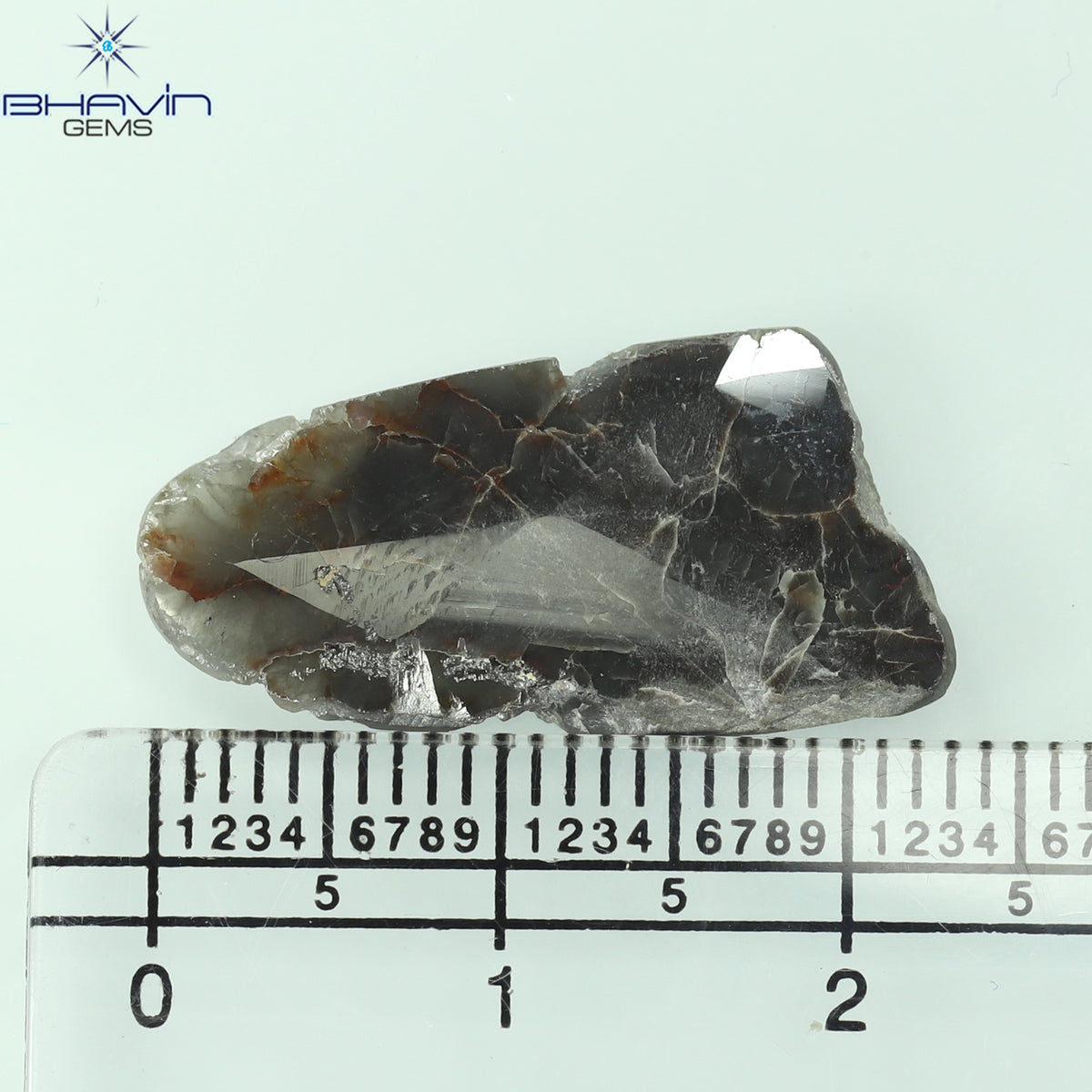 4.06 CT スライス シェイプ ナチュラル ダイヤモンド ブラウン グレー カラー I3 クラリティ (23.00 MM)