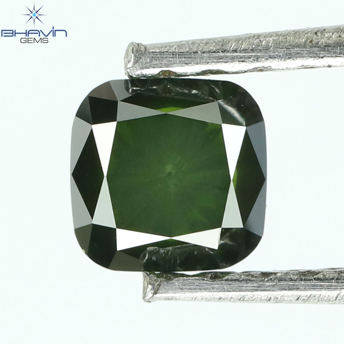 0.37 CT Cushion Natural Diamond Enhanced Green Color Clarity VS2 (3.73 MM)