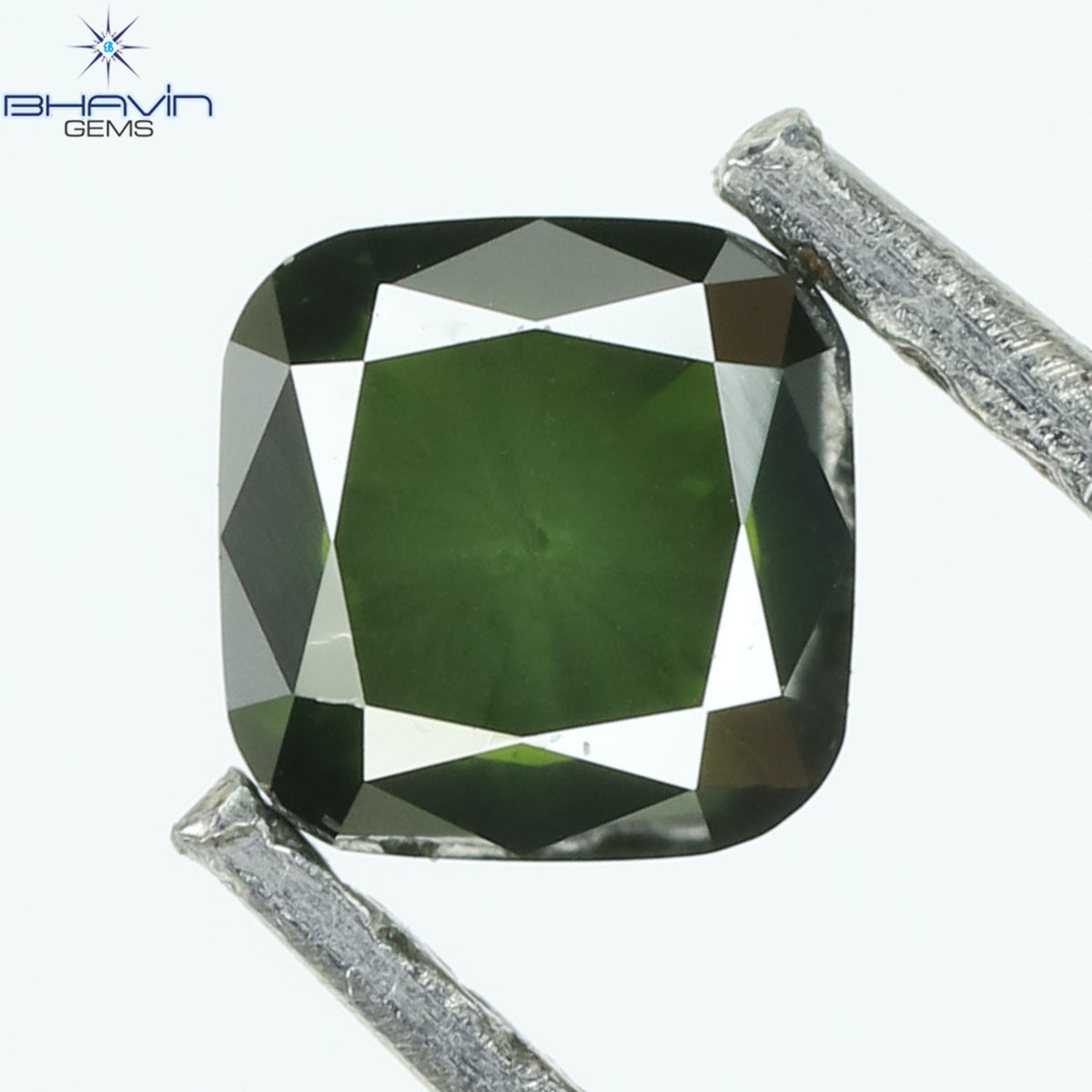 0.37 CT Cushion Natural Diamond Enhanced Green Color Clarity VS2 (3.73 MM)