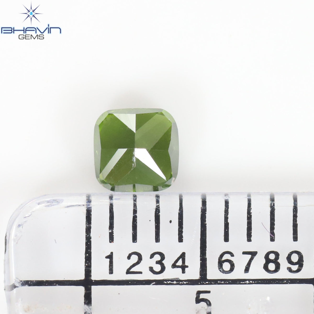 0.37 CT Cushion Natural Diamond Enhanced Green Color Clarity VS2 (3.73 MM)