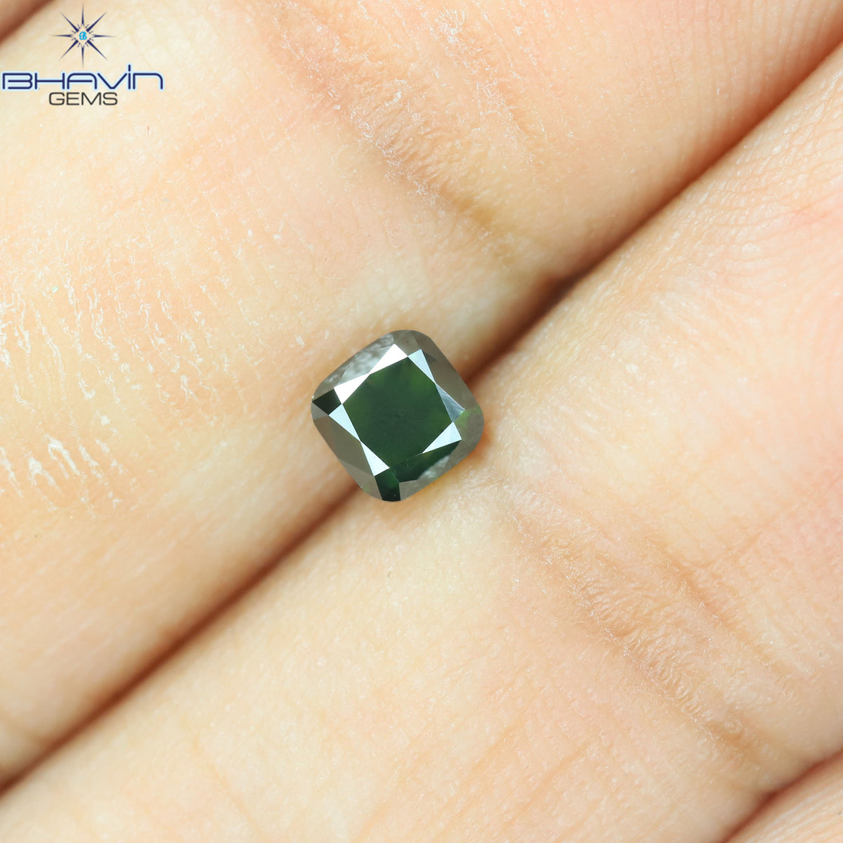 0.37 CT Cushion Natural Diamond Enhanced Green Color Clarity VS2 (3.73 MM)