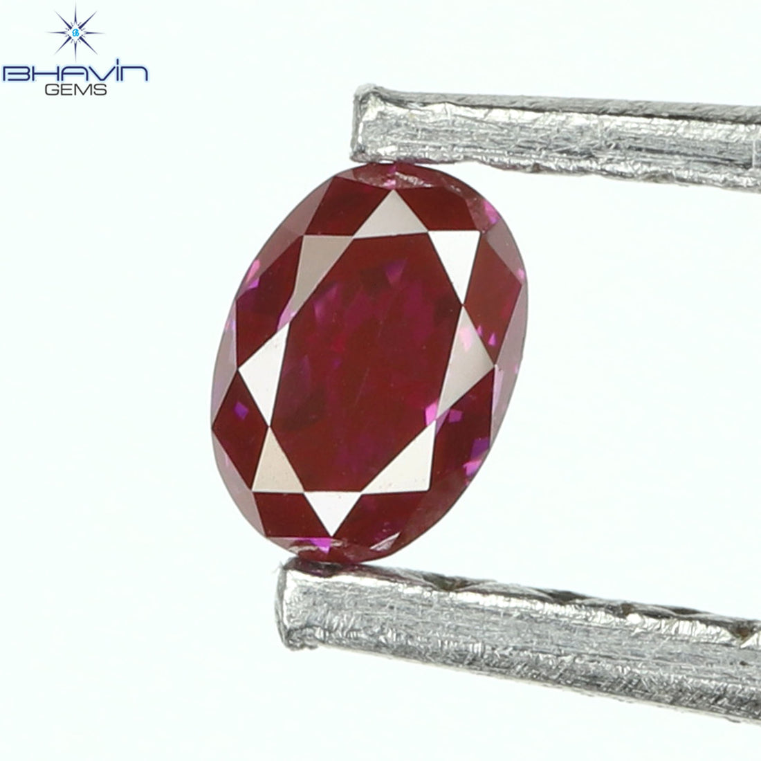 0.09 CT Oval Natural Diamond Enhanced Vivid Pink Color Clarity VS1 (3.04 MM)