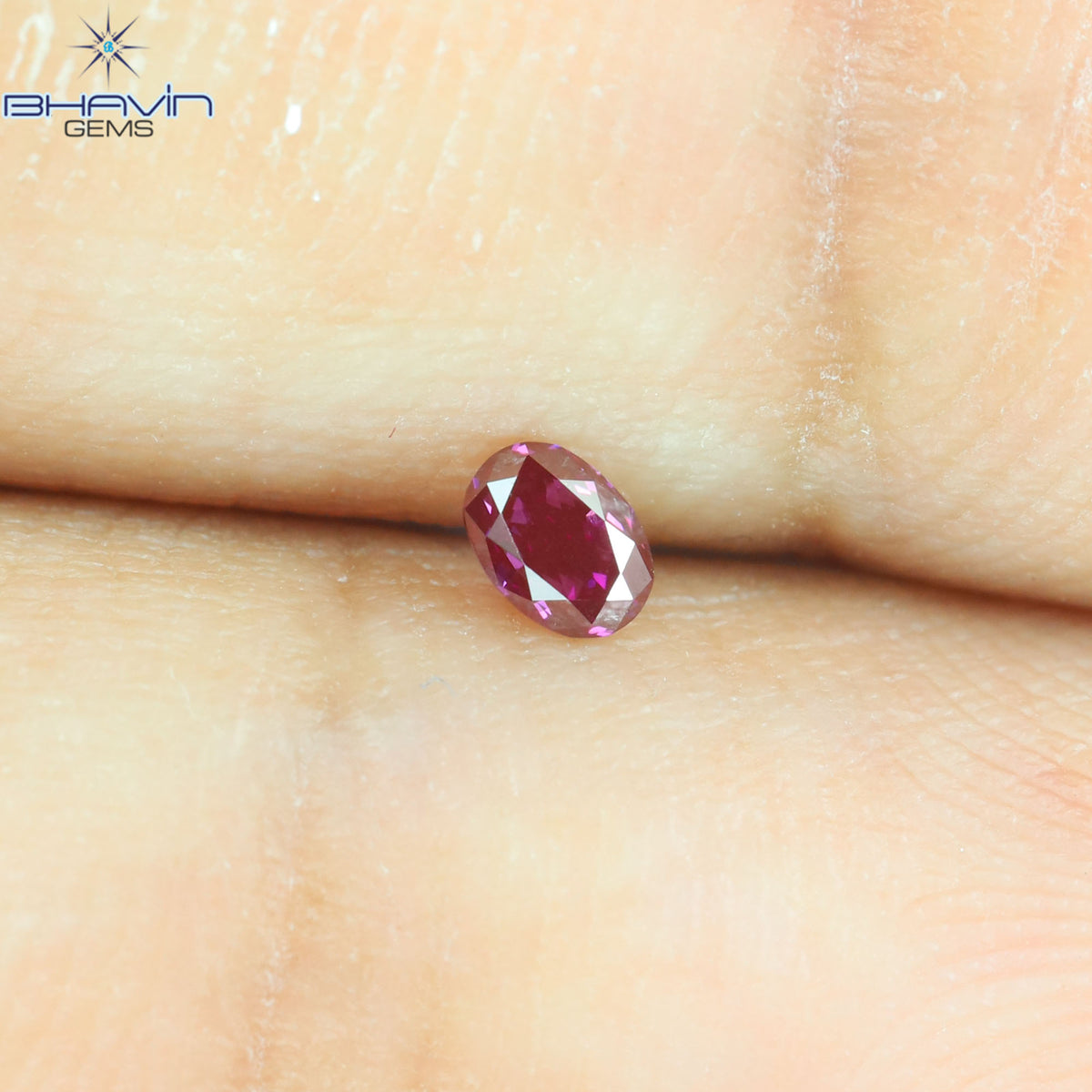 0.09 CT Oval Natural Diamond Enhanced Vivid Pink Color Clarity VS1 (3.04 MM)