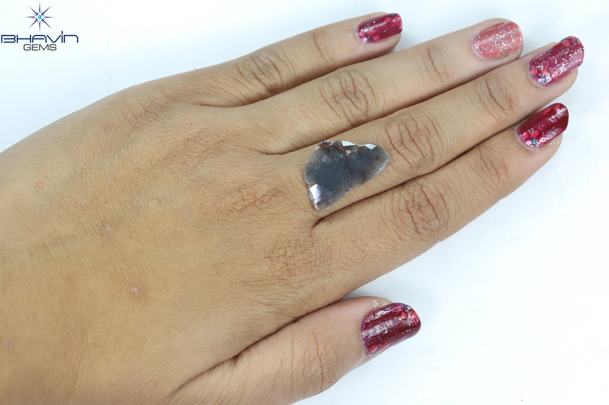 4.61 CT Natural Slice Diamond Brown Gray Color Clarity I3 (22.50 MM)