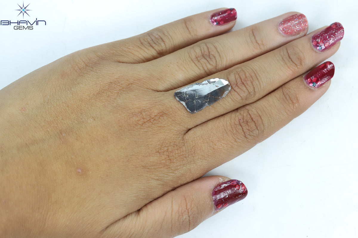 4.06 CT スライス シェイプ ナチュラル ダイヤモンド ブラウン グレー カラー I3 クラリティ (23.00 MM)